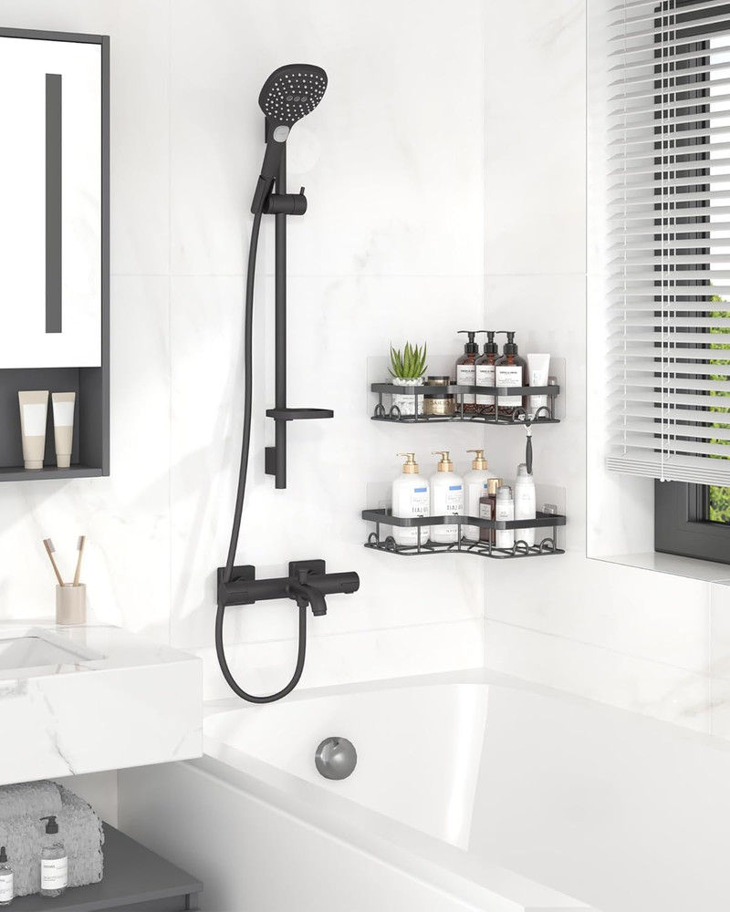 Corner Shower Caddy - 2 Pack, Adhesive Shower Organizers, Rustproof Stainless St