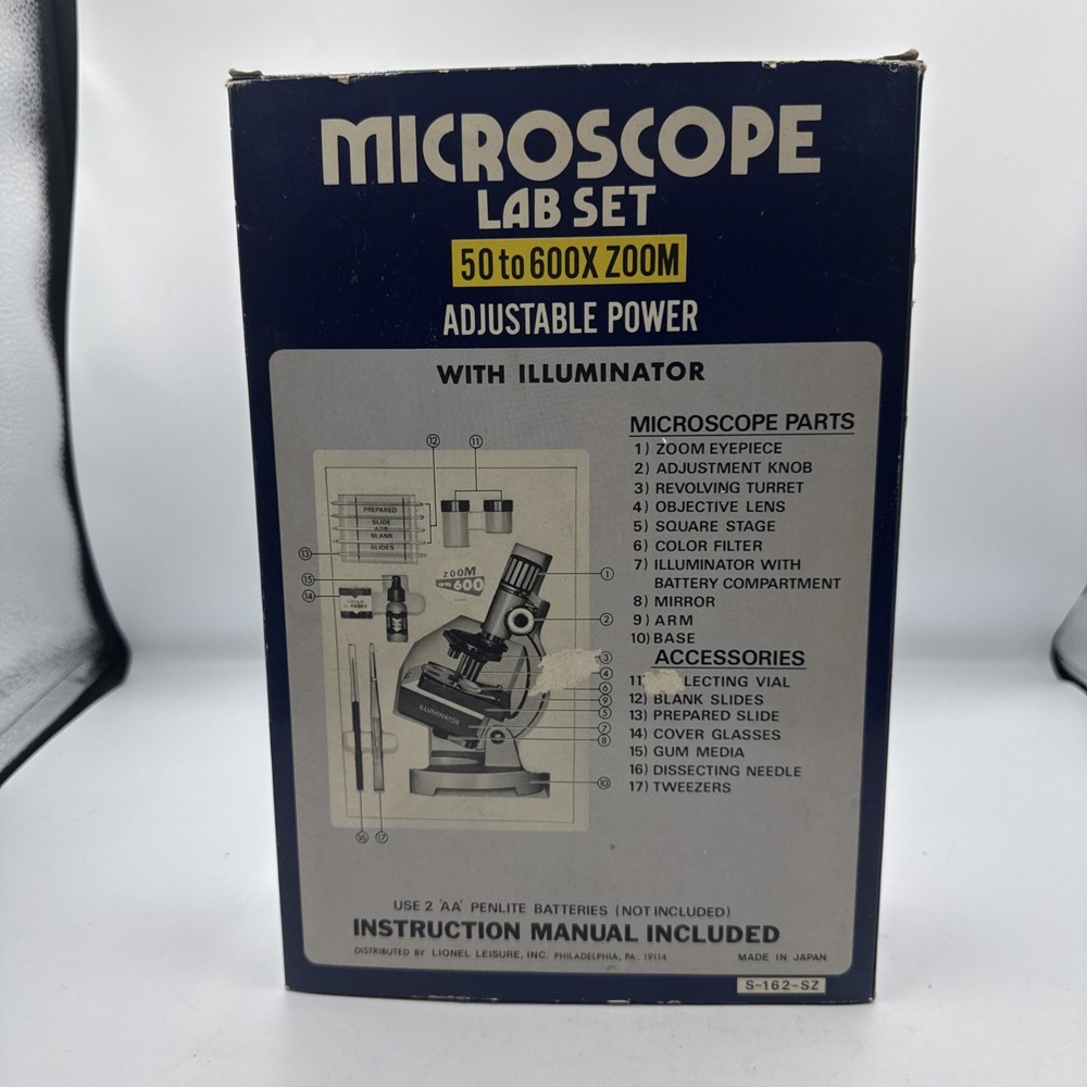 Vintage Microscope Lab 600X Lionel Leisure’s Missing 2 Glass