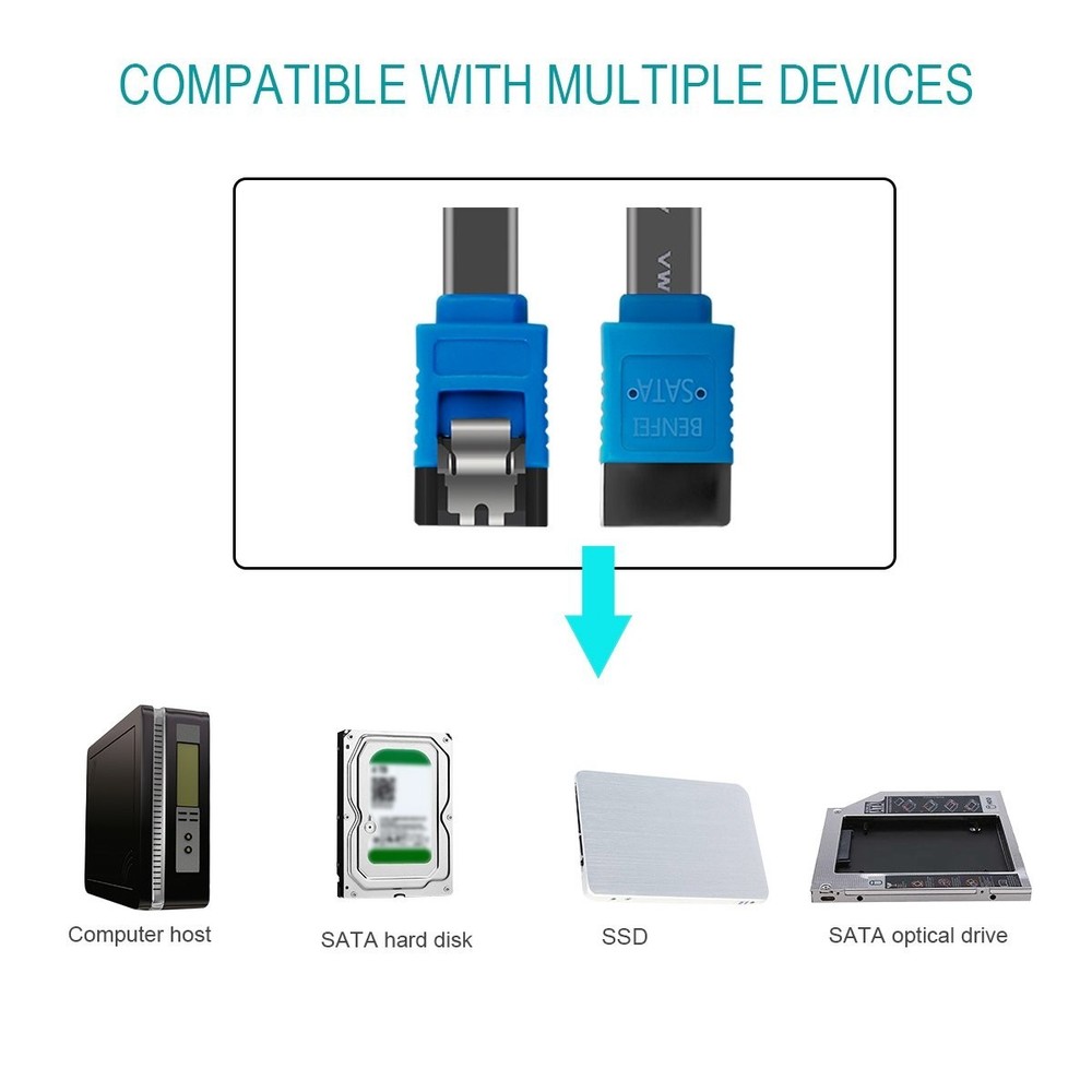 SATA III Data Cable Set - 18-Inch 6Gbps Connectivity with Secure Latching Design