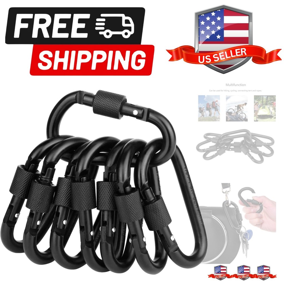 Locking Carabiner Clip, 3 Inch D Ring Clips Spring Snap Key Chain Hook Screw ...