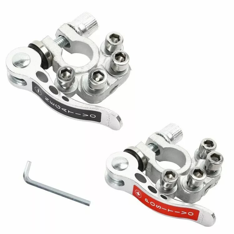 2PCS Car Battery Terminal Connectors Quick Release Disconnect Positive Negative