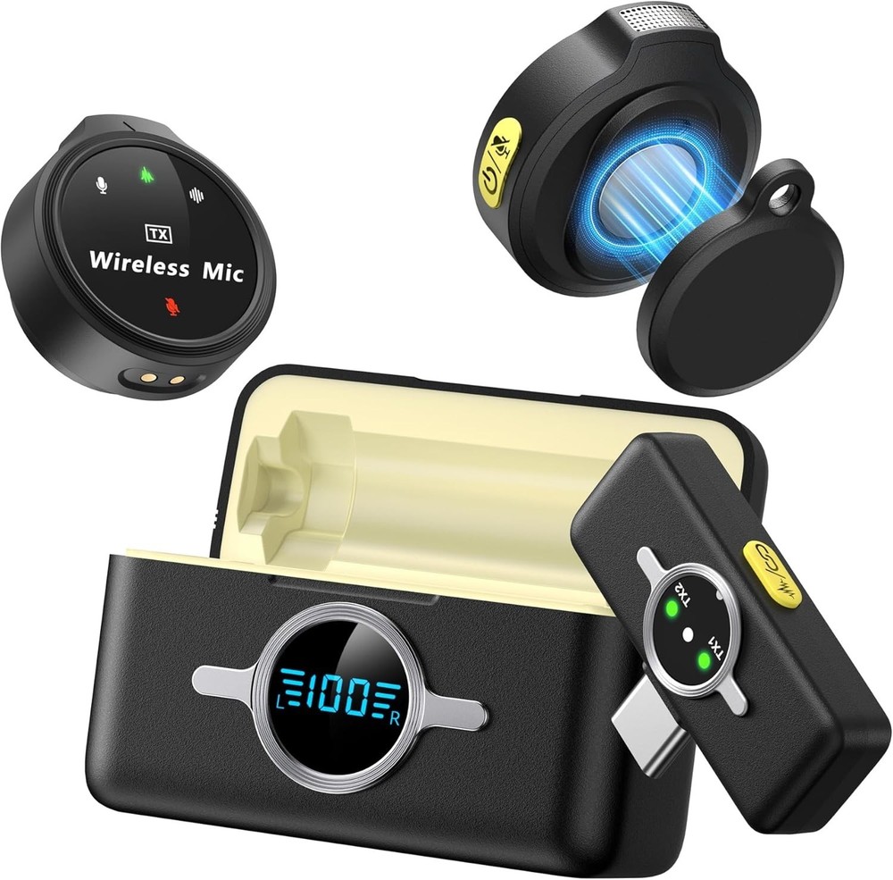 Wireless Lavalier Microphone for iPhone/Android, Lapel Mics with USB-C Plug-P...