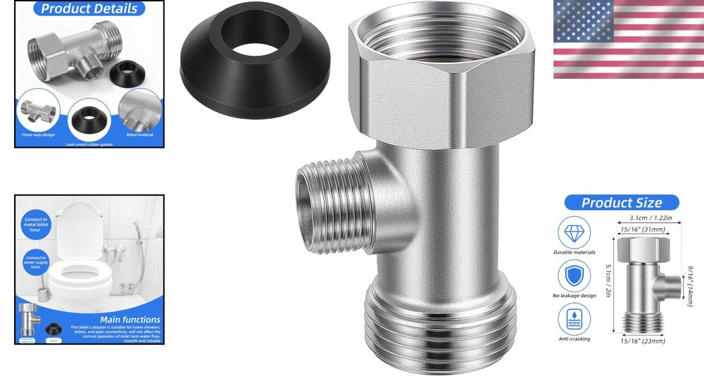Compact 3-Way Bidet T Adapter - Copper Construction & Reliable Performance