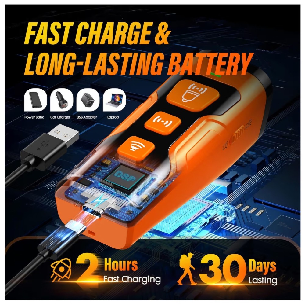 Portable Dog Bark Control Device with LED Flashlight - Compact & Rechargeable