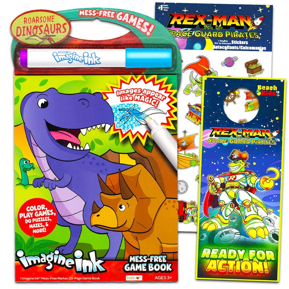Dinosaur Imagine Ink Activity Pad - Bundle Coloring Book, Multicolor