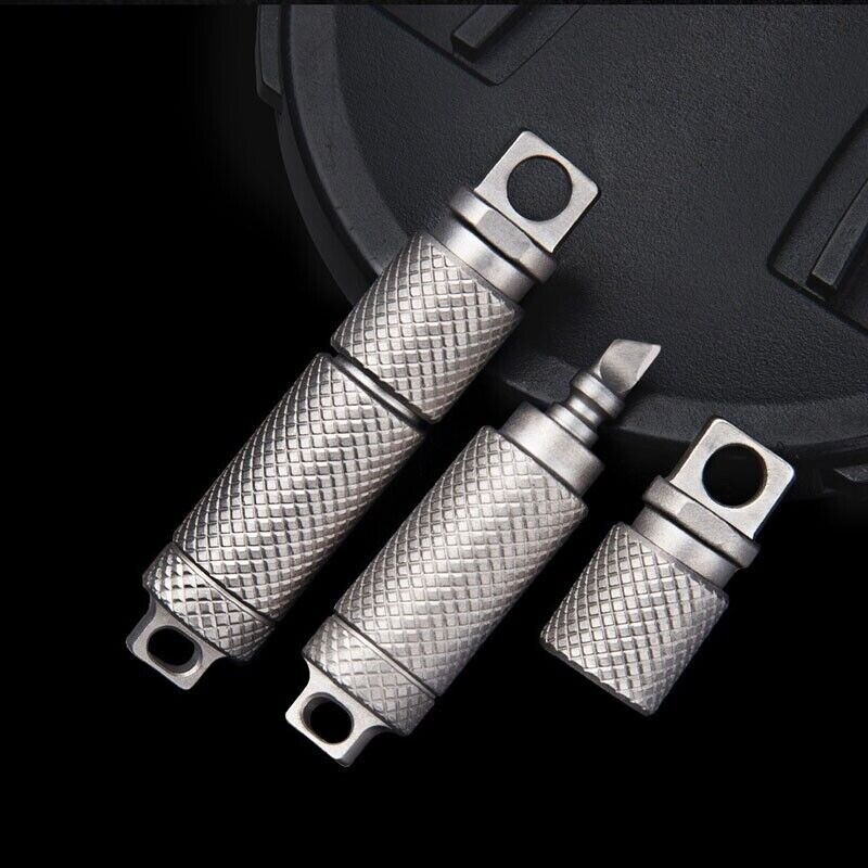 Titanium Waterproof Pill Case Holder Organizer Quick Release Swivel Keychain EDC