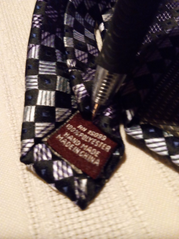 MENS NECK TIE SILK COVINGTON BLACK SILVER GRAY PATTERN