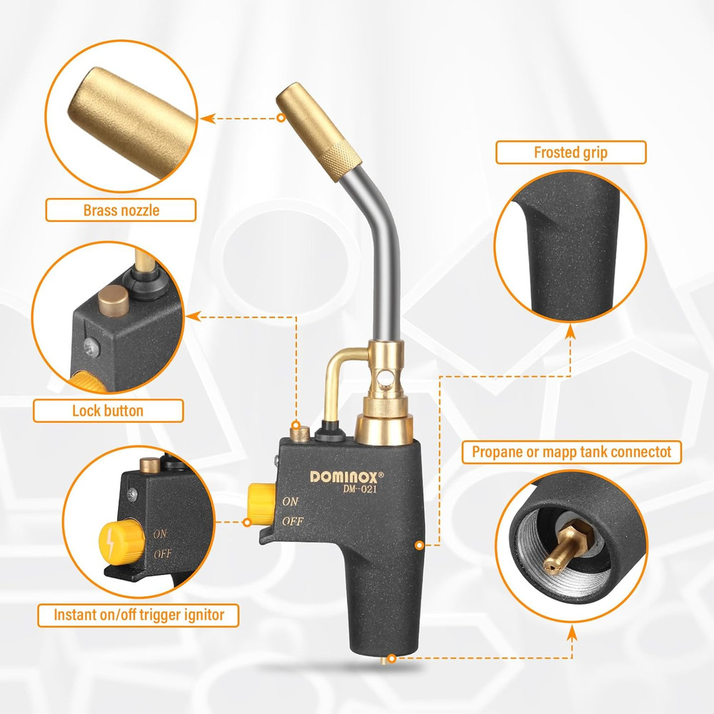 Propane Torch Head for MAP, MAPP and Propane Tank, High Intensity Trigger Start