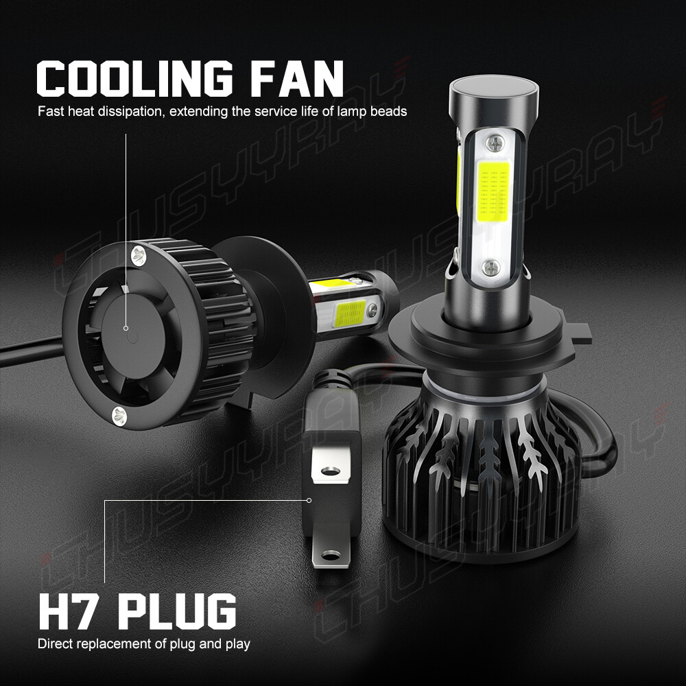 4x H7 LED Headlight Bulb Kit High Low Beam 80000LM Super Bright 6500K White E4EA
