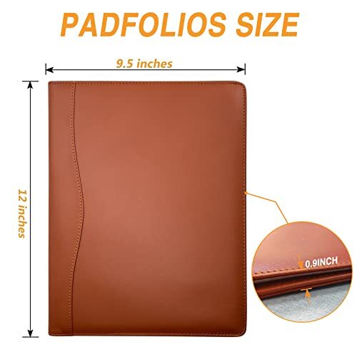 (Brown) Leather Portfolio Folder Padfolio Business Padfolio Organizer Document