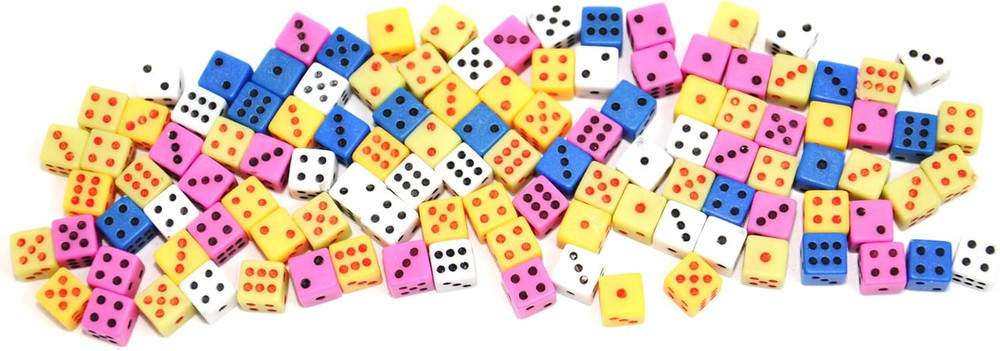 Mini Dice Set 100Pc 5mm Assorted Tiny D6 Game Dice For Math Crafts Party
