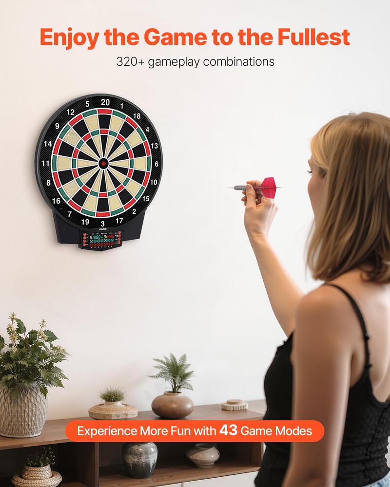 VEVOR Electronic Dart Board, 15.5" Target, 43 Games, 320+ Variations, 8 Player
