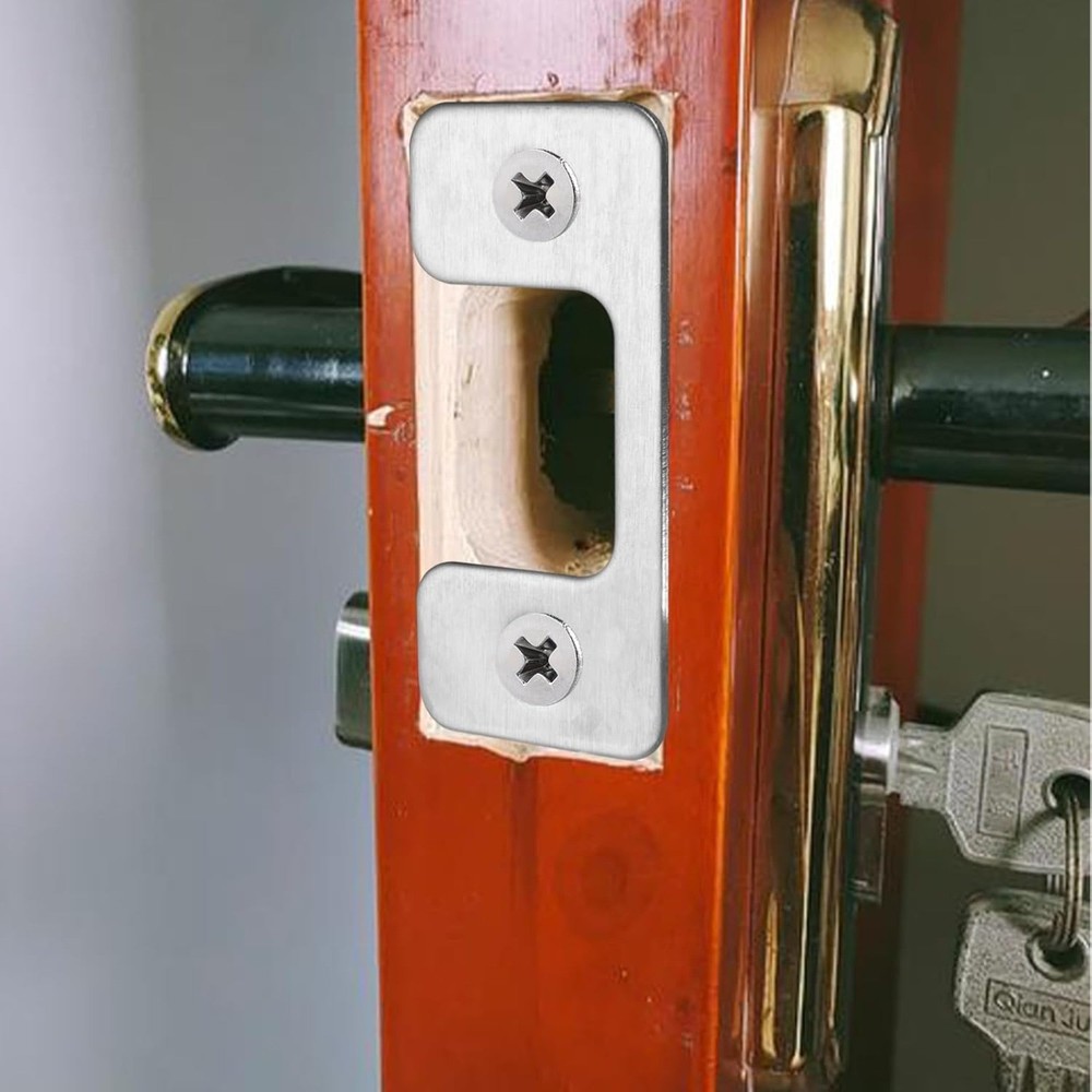 4 Pcs Adjustable Strike Plate for Exterior Doors, Security Strike Plate