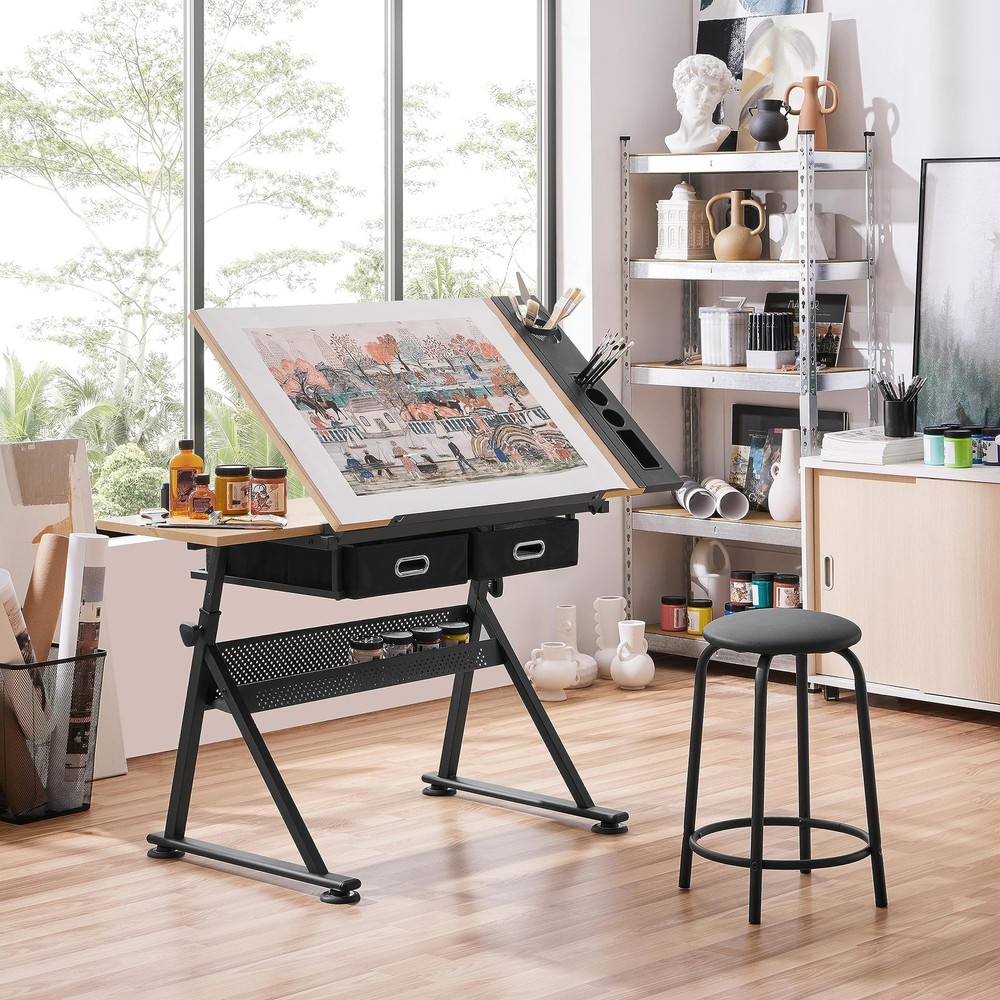 Yaheetech Height Adjustable Drafting Table Drawing Artist Large, Brown