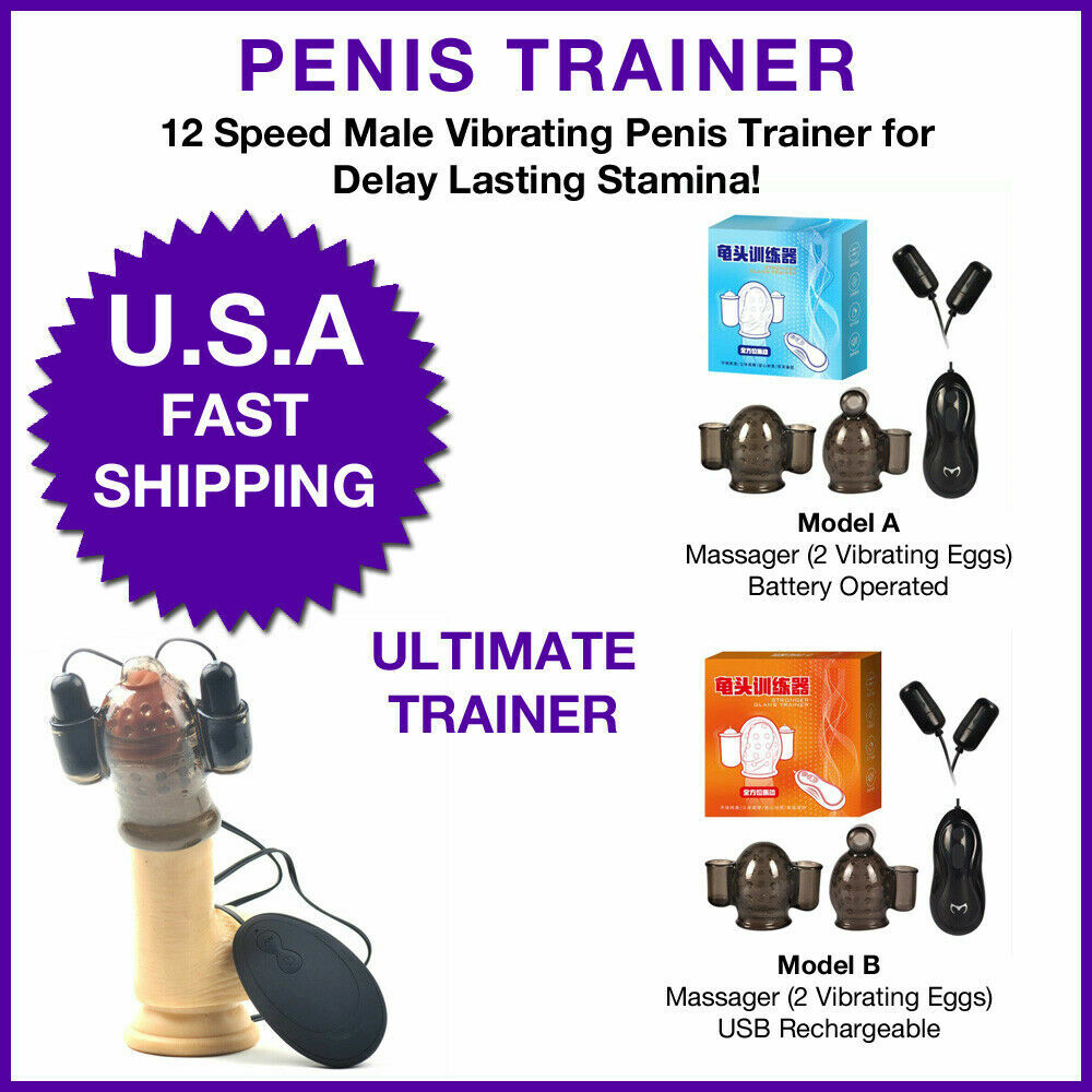 Men Penis Massager 2 Caps Vibrator Long time glans training device Trainer Glans