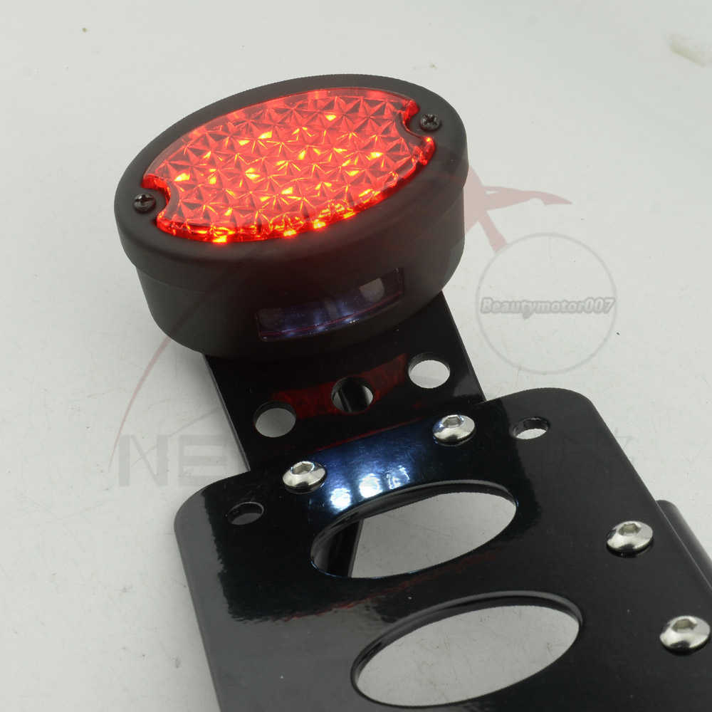 LED Motorcycle Side Mount License Plate Tail Light Bracket Custom Bobber Chopper