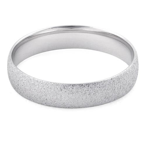 925 Sterling Silver Brushed Wedding Band Ring 4mm