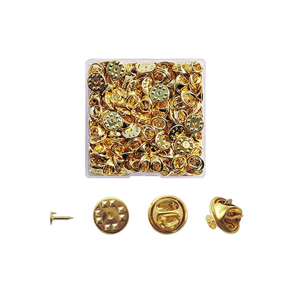 100 PCS Metal Locking Pin Backs Replacement, Butterfly Tie Tacks, Gold