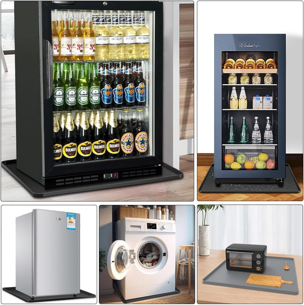 Mini Fridge Silicone Mat 20x20 Inch Raised Edges Drip Tray Floor Protector
