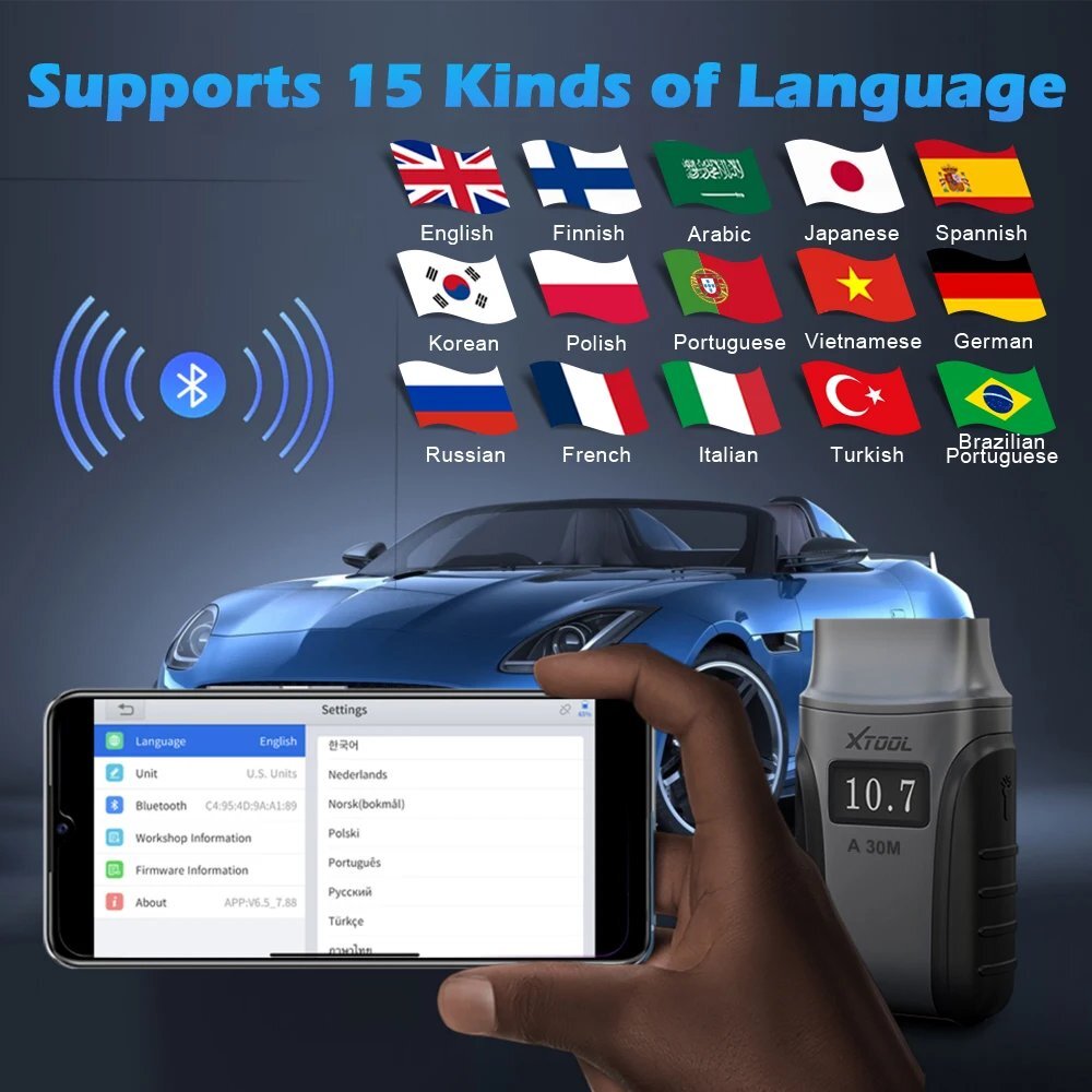 XTOOL A30M +Cable Car Bluetooth OBD2 Scanner Bidirectional Full Diagnostic Tool