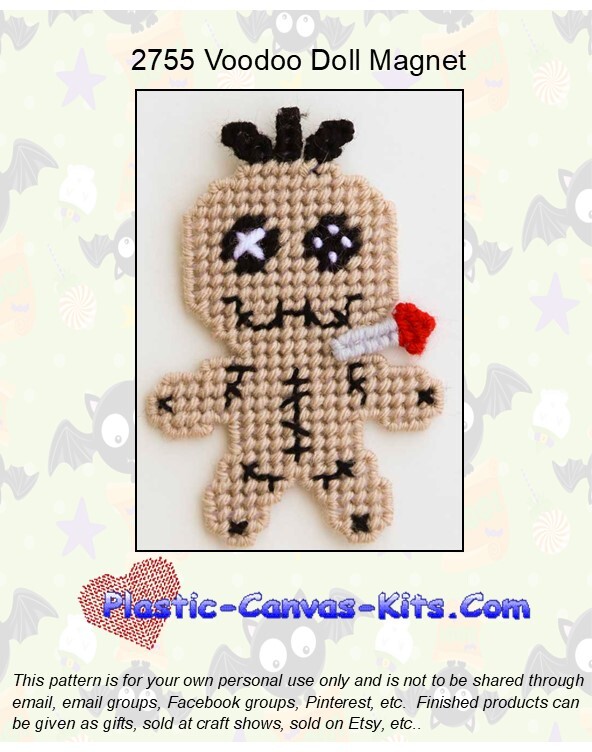 Voodoo Doll Magnet-Plastic Canvas Pattern or Kit