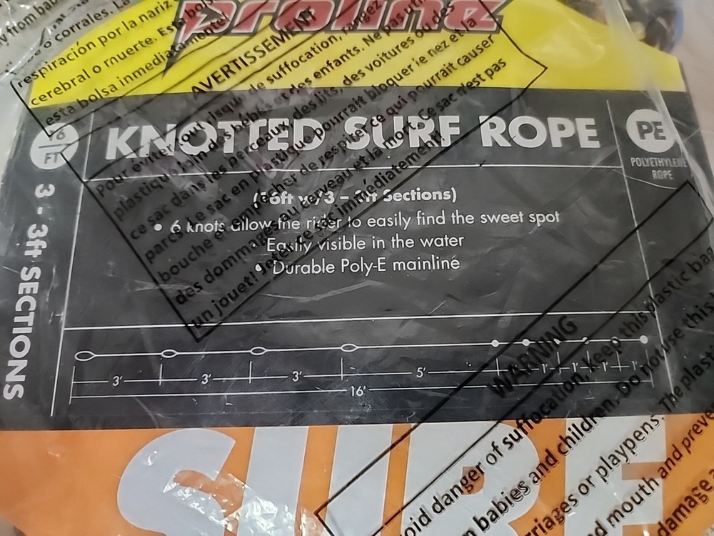 Proline Knotted Surf Rope 16' Rainbow Floating