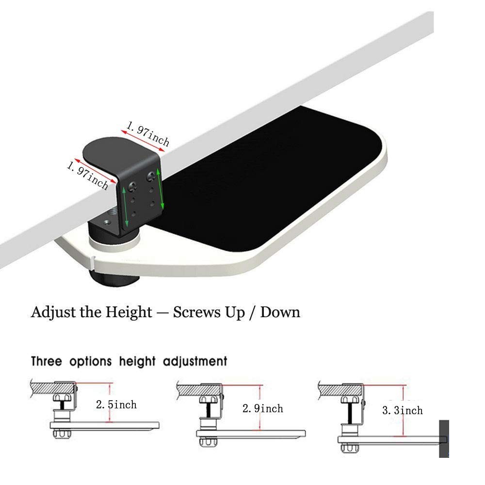 Clamp On Mouse Platform Under Desk Adjustable Tray Mount 360 Wrist Rest