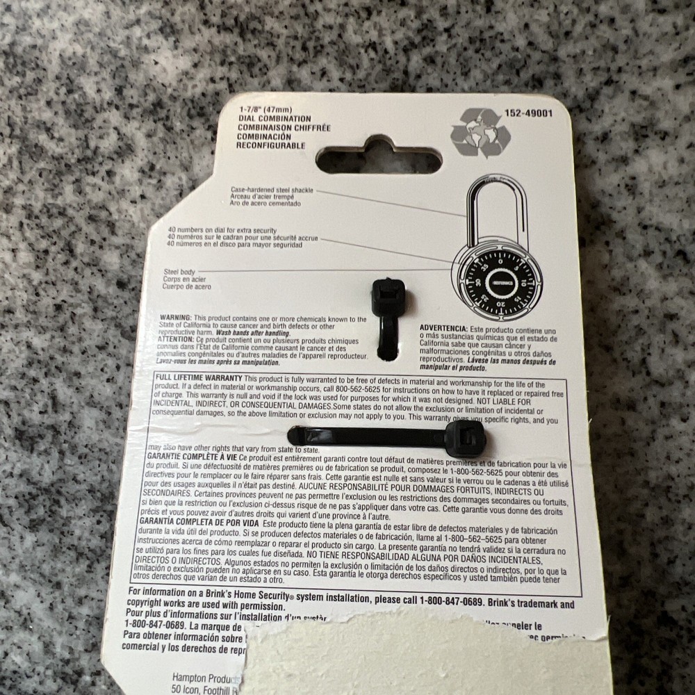 Brinks Dial Combination Lock Steel Standard Security