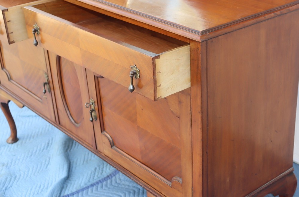 Antique Oak Sideboard Buffet / Server with beveled mirror