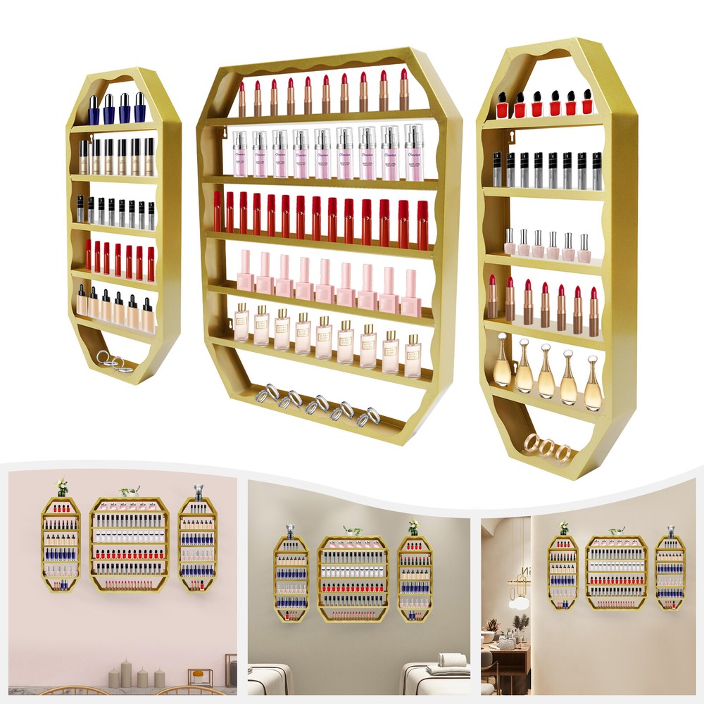 Wall Mounted Octagonal Storage Rack 200 Bottle Nail Polish Organizer Holder