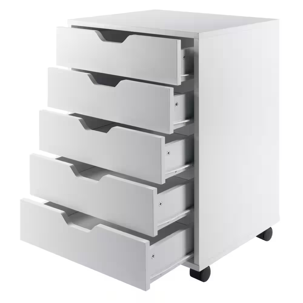 Halifax White 5-Drawer Cabinet Cart
