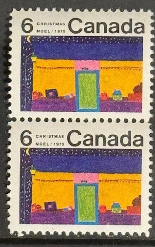 Canada #526 Identical Vertical Pair 1970 Christmas MNH