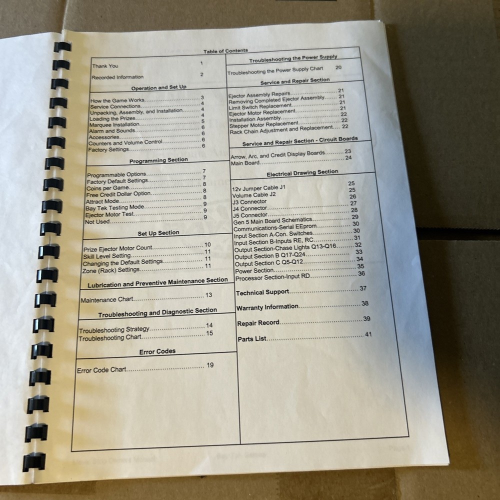 Movie Stop Bay Tek With Schematic Arcade Game Manual