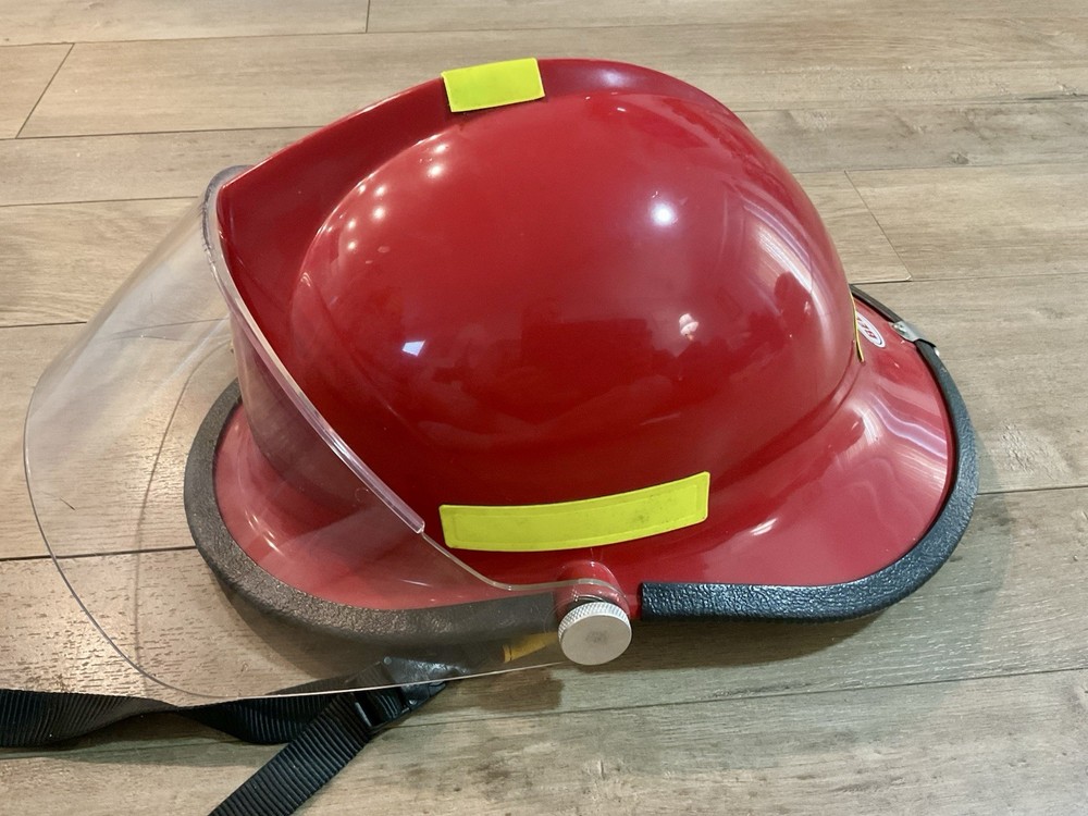Vintage Red Bell Fire Helmet Adjustable Size