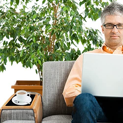 Couch Arm Tray, Sofa Armrest Tray Table, Adjustable and Foldable Couch Natural