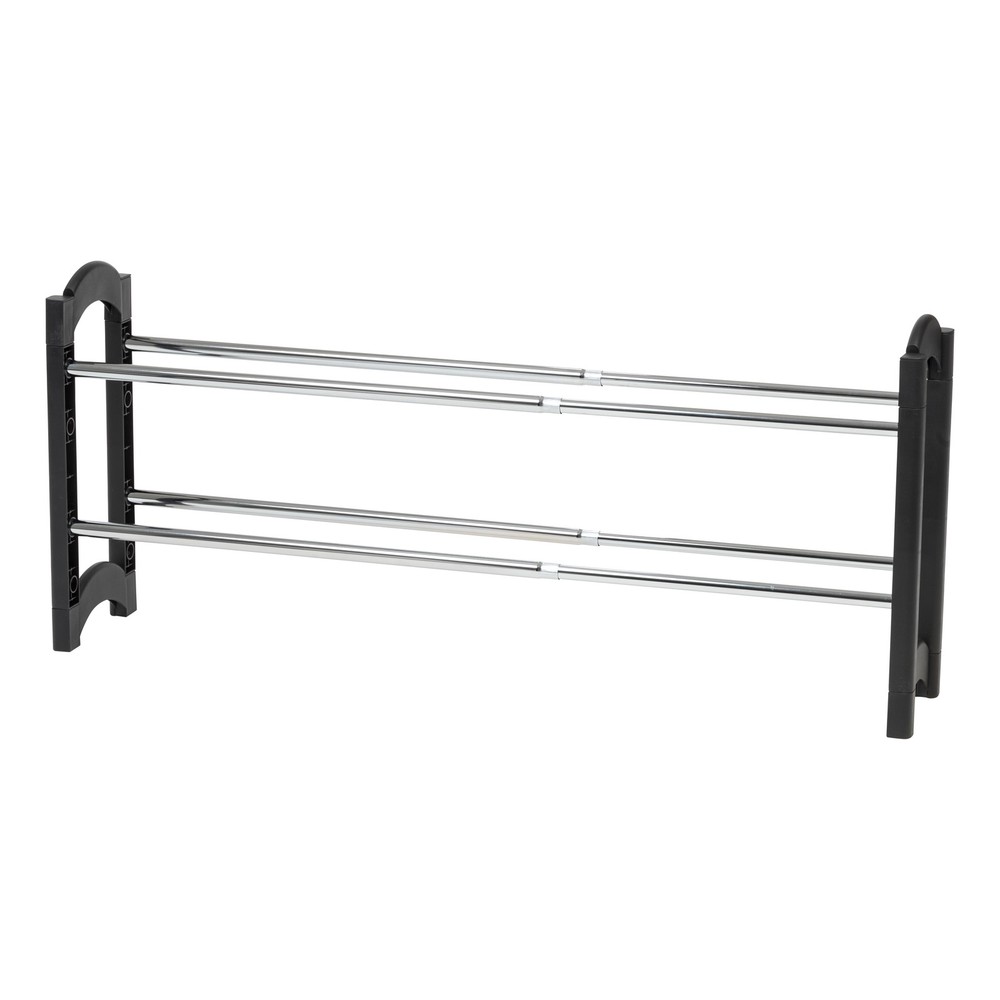 2 Tier Extendable & Stackable Freestanding Metal Shoe Racks Entryway