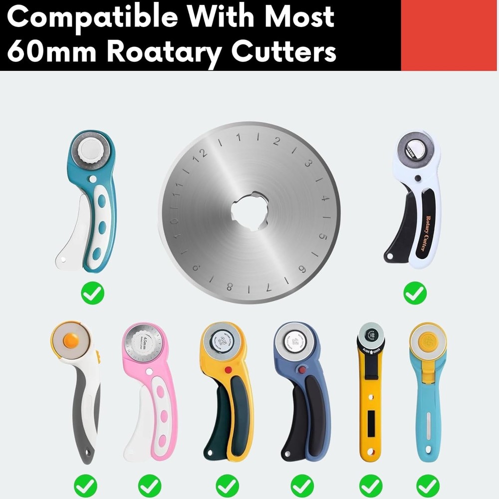 Rotary Blade 60mm 10 Pack Quilting Fabric Cutter