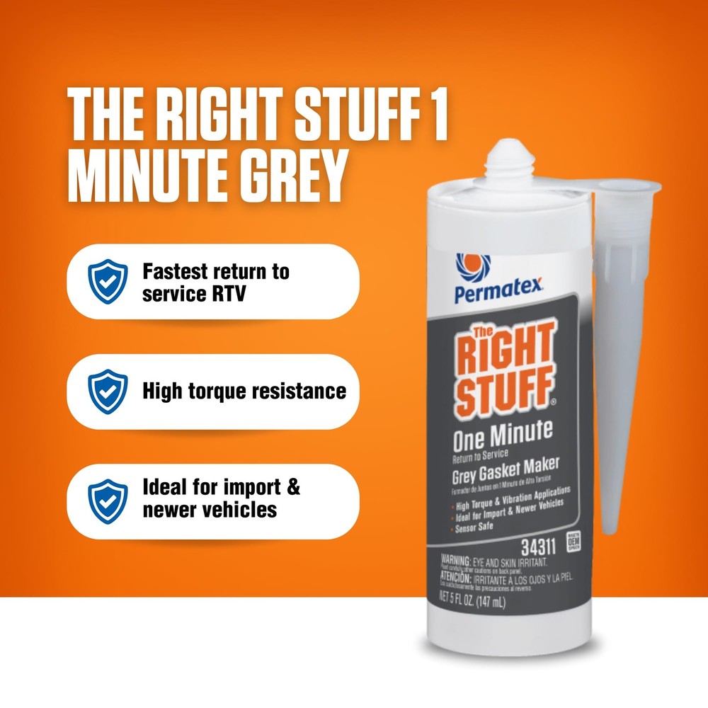 Permatex 34311 The Right Stuff Grey 5 Fl. Oz., 1 Minute Gray