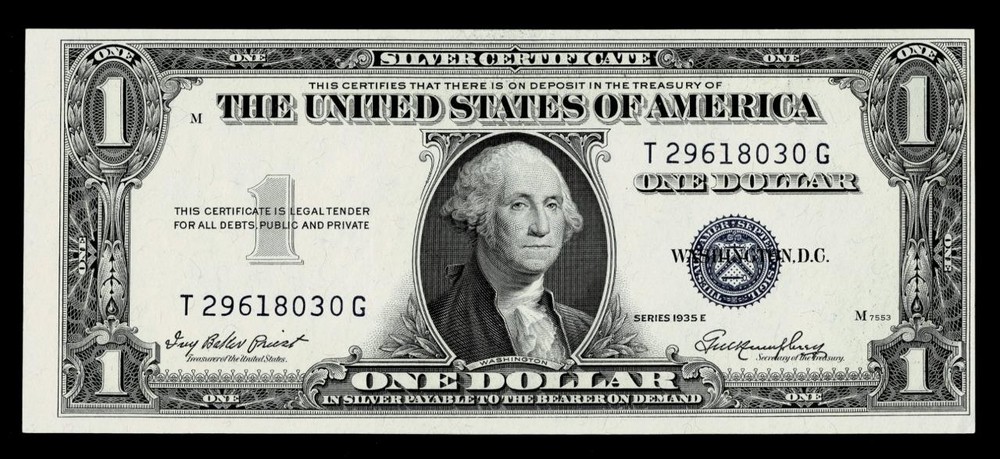 1935-E $1 SILVER CERTIFICATE BANKNOTE~ CRISP  UNCIRCULATED