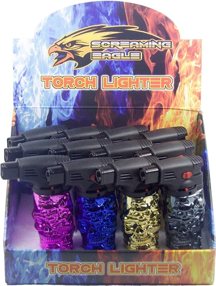 5 Pack 4.3" Refillable Glitter Torch Lighter Jet Flame for BBQ, Kitchen, Crafts