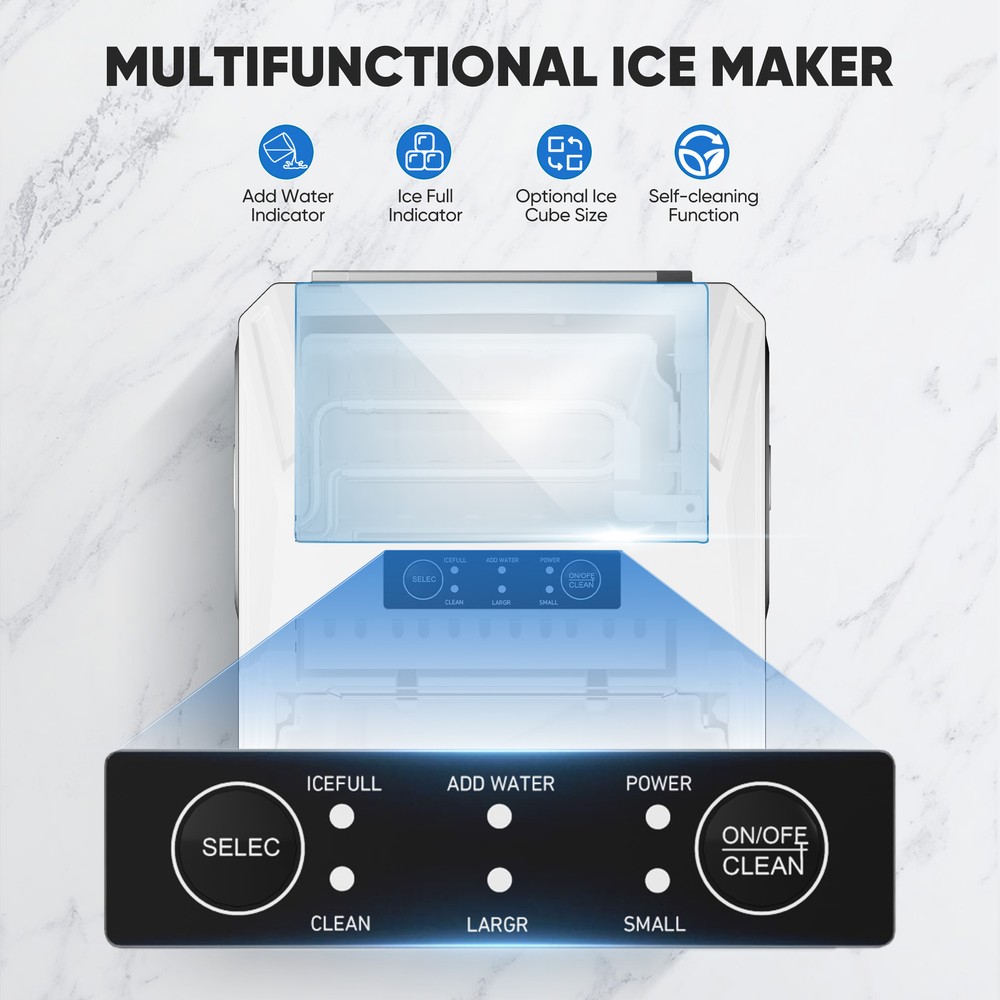 Portable Ice Maker with Self-cleaning Function - Ready in 6 Minutes for 9 Cubes
