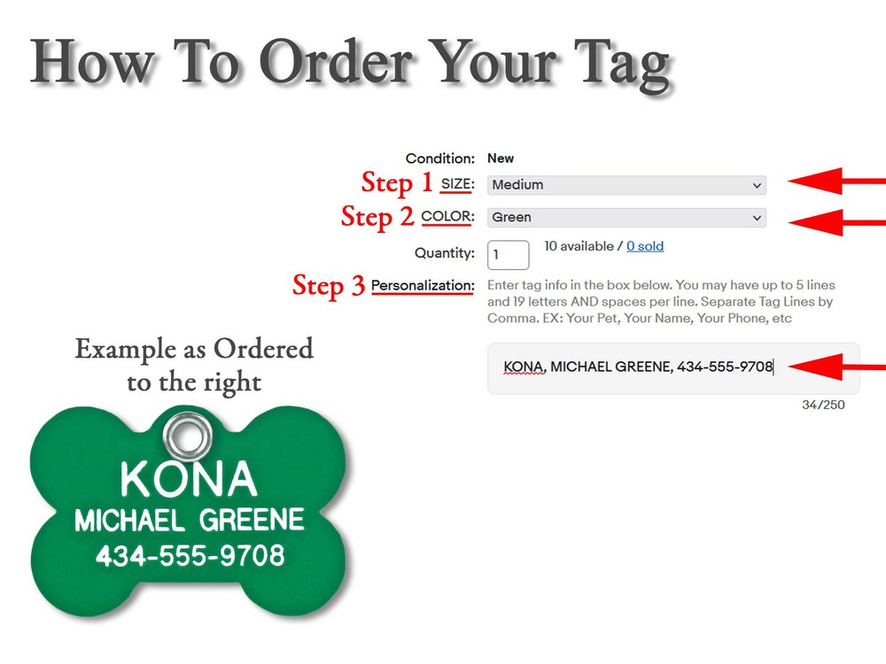 Pet ID Tags Custom Engraved Plastic Dog/Cat Lightweight Quiet Identification