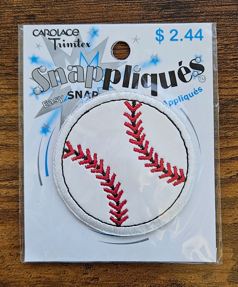 Baseball Applique Snap On Grommet Craft Sewing Sport Patch