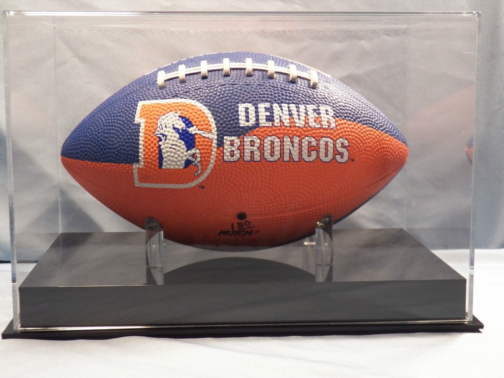 Football Display Case acrylic full size with solid black acrylic base