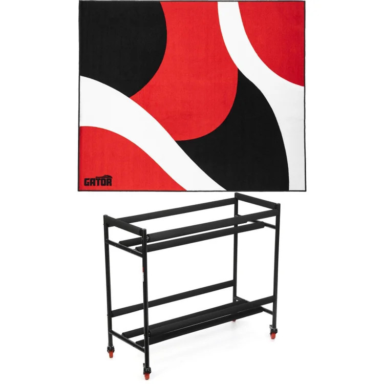 Gator Drum Rug with Snare Drum Rack - Black/Red/White