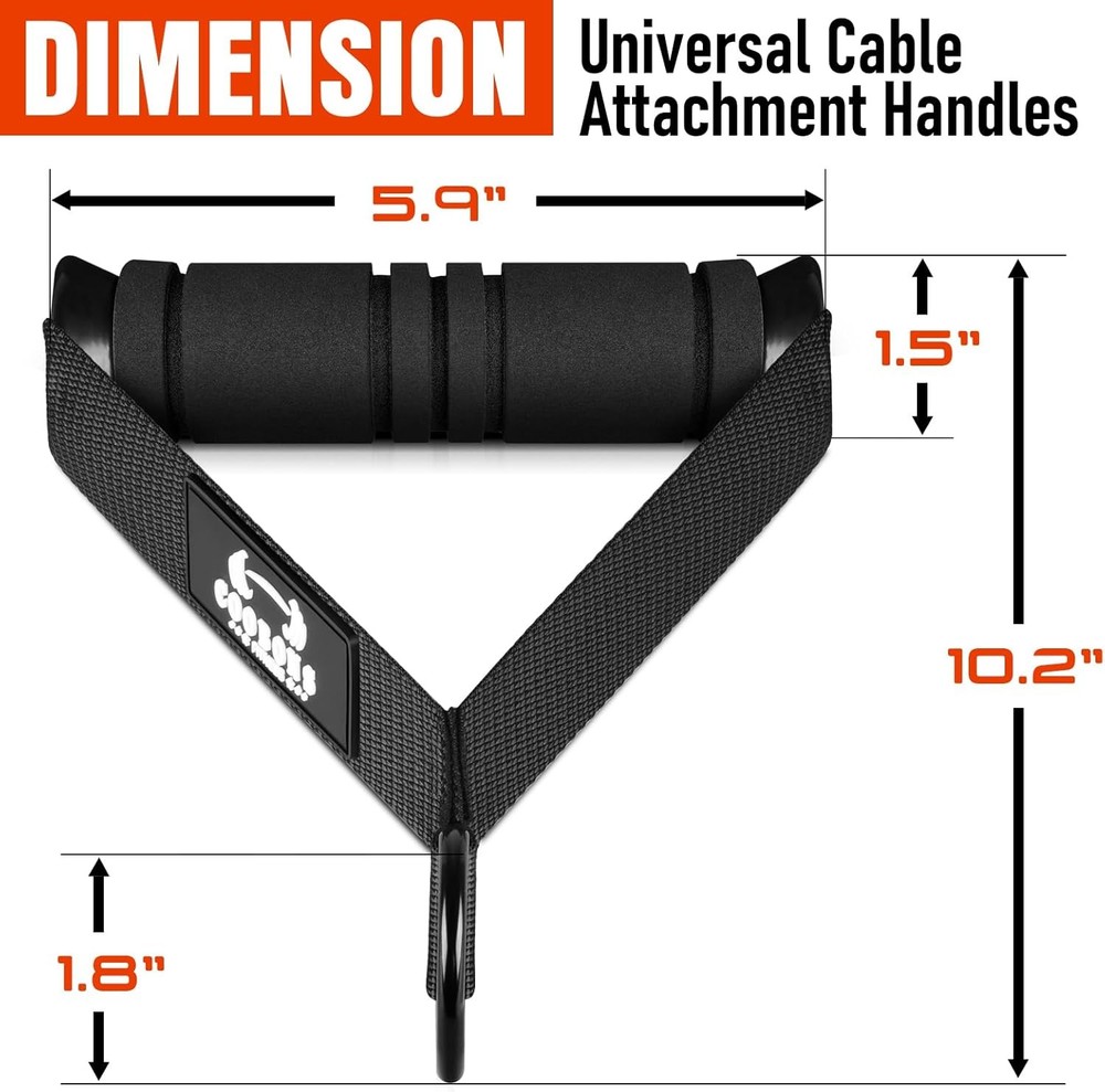 Heavy Duty Exercise Handles, Gym Handles for Cable Machine Attachment, Black