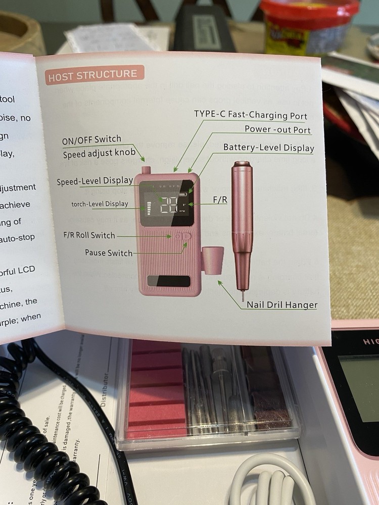 Pink Electric Nail Drill Portable Machine