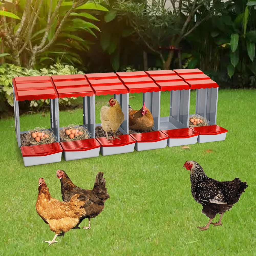 6-Compartment Chicken Nesting Box Chicken Laying Box Egg Collection 2 Mount Type