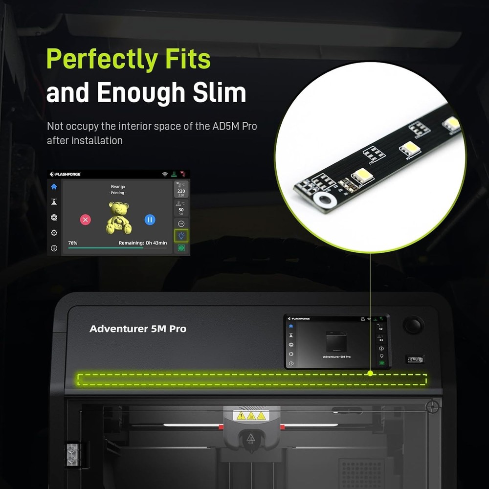 Flashforge Adventurer 5M Pro 3D Printer LED Light Strip - Compatible, High-In...