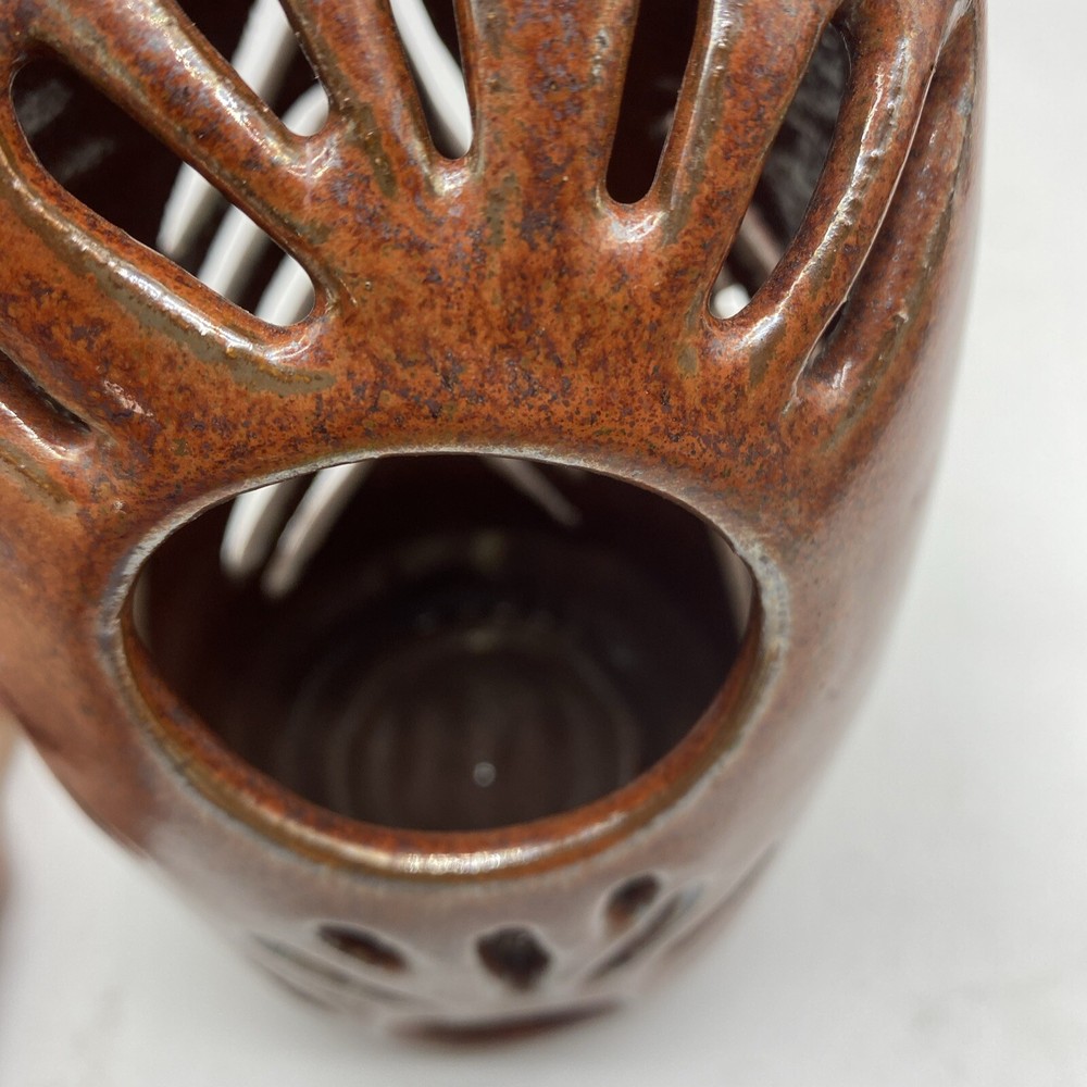 Art Pottery Owl Candle Holder